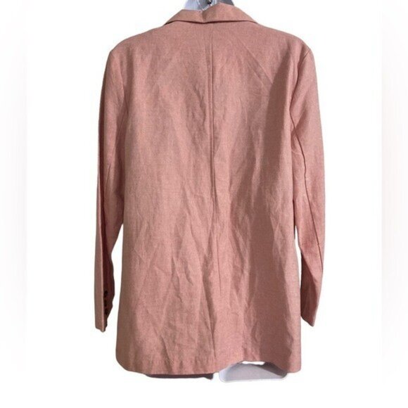 Cotton On women blazer pink  linen blend 4 casual button down office retro event - Picture 3 of 8